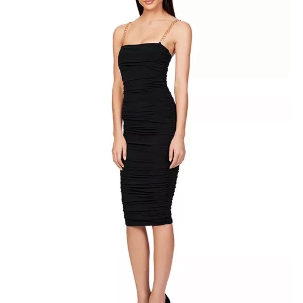 Nookie Allegra Chain Strap Sheath Dress Black Midi